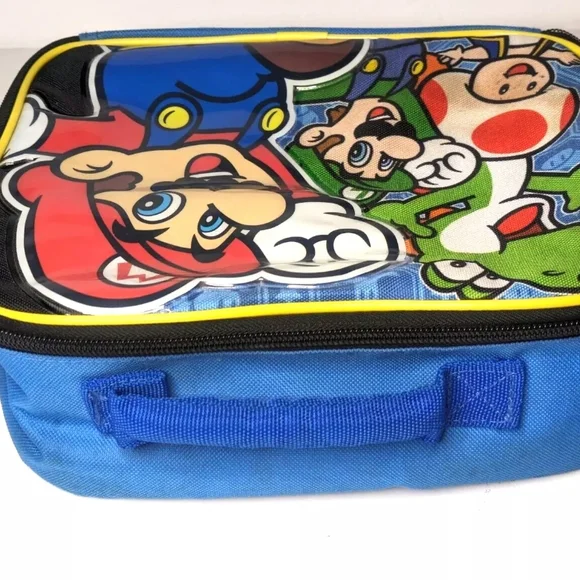 SUPER MARIO BROS, Yoshi, Luigi, kids BPA-free insulated lunch bag. Blue - Picture 2 of 6